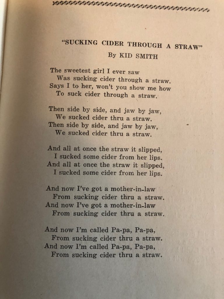 sucking cider through a straw walter kid smith songbook