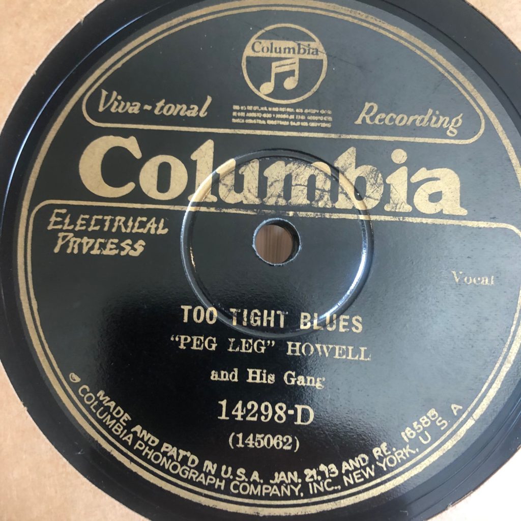 columbia 14298 too tight blues peg leg howell blues 78 rpm