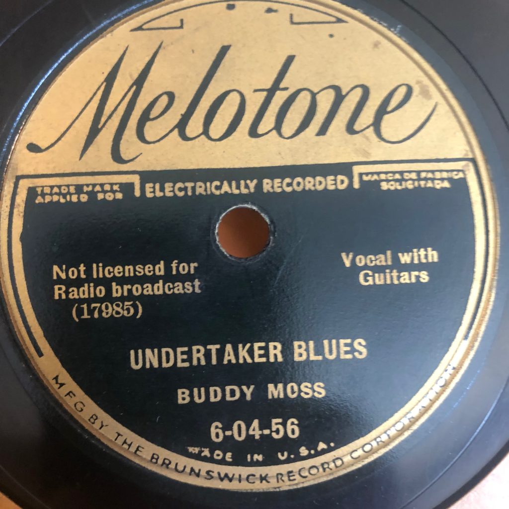 melotone 6-04-56 buddy moss undertaker blues 78 rpm
