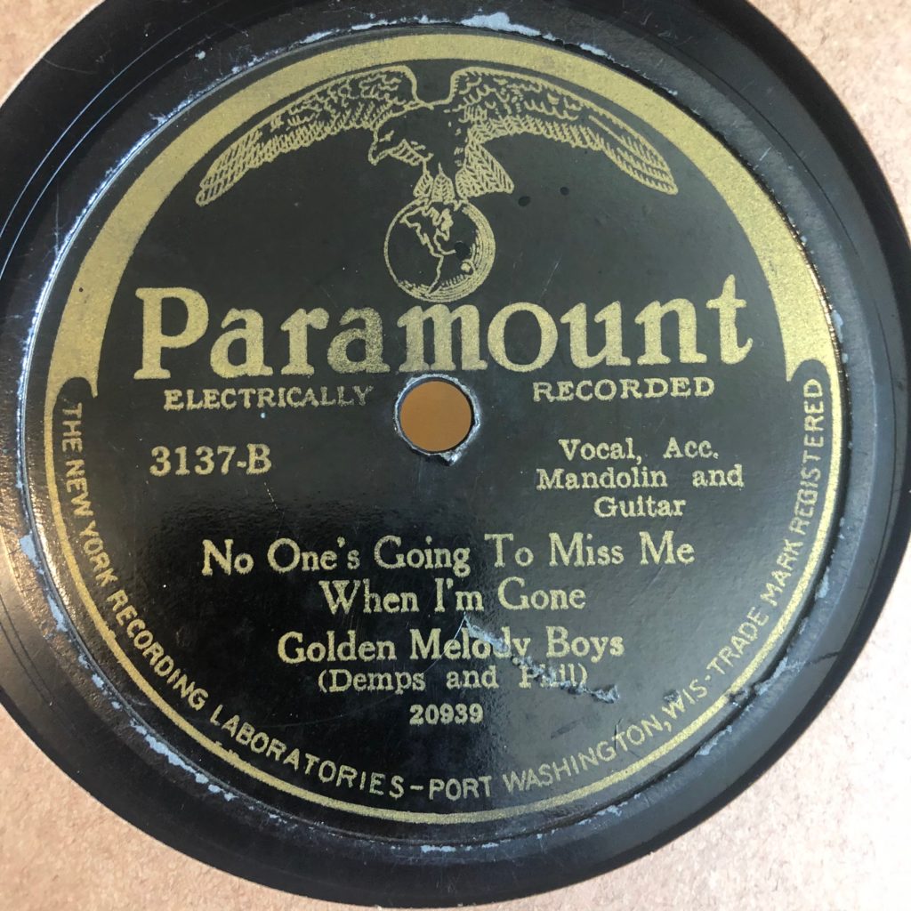 paramount 3137 golden melody boys no one's gonna miss me when i'm gone country 78 rpm