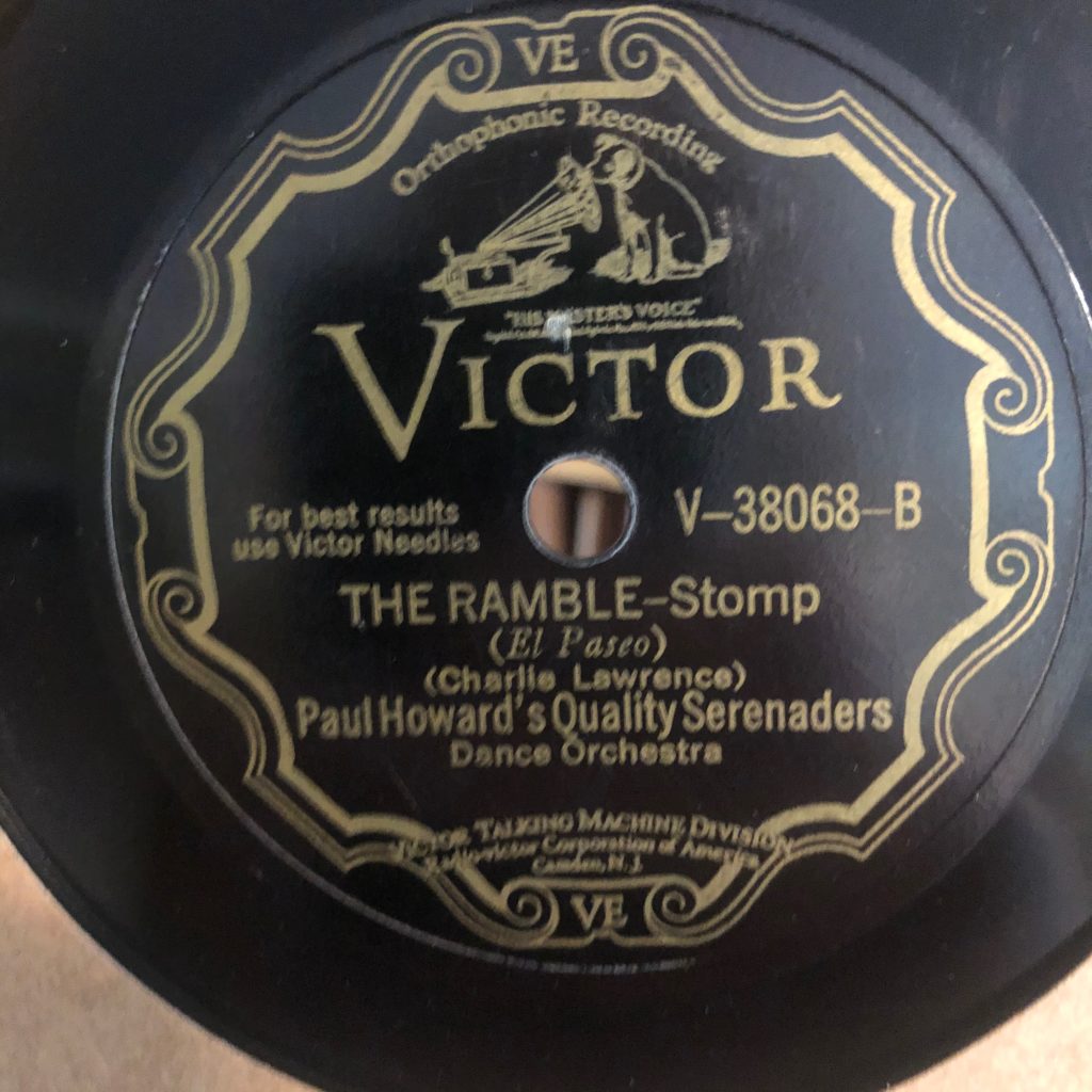 VICTOR 38068 THE RAMBLE PAUL HOWARD'S QUALITY SERENADERS JAZZ 78 RPM